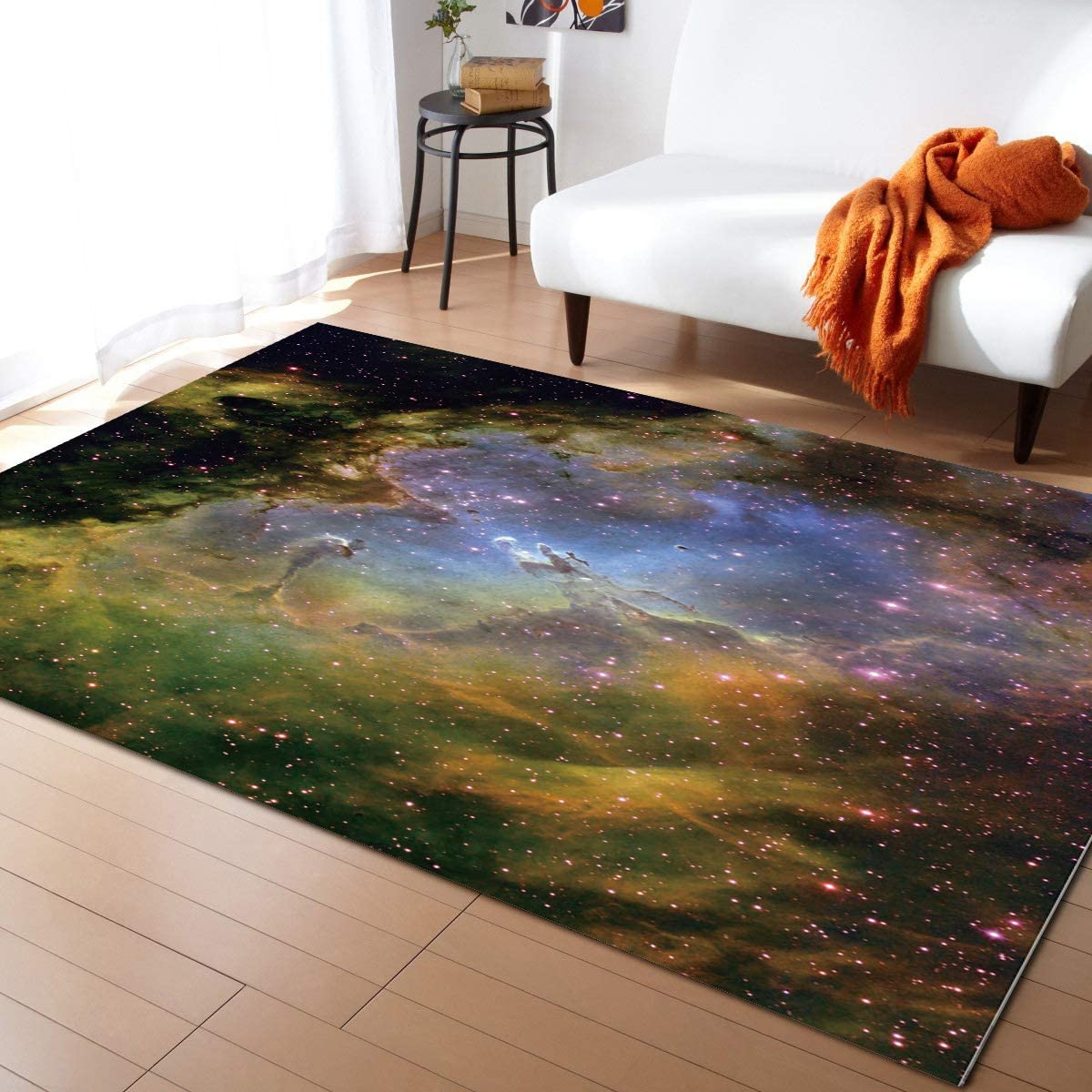 Mysterious Purple Stars Universe Galaxy Area Carpet - Thickened Portable Fluffy Breathable Washable - Image 2