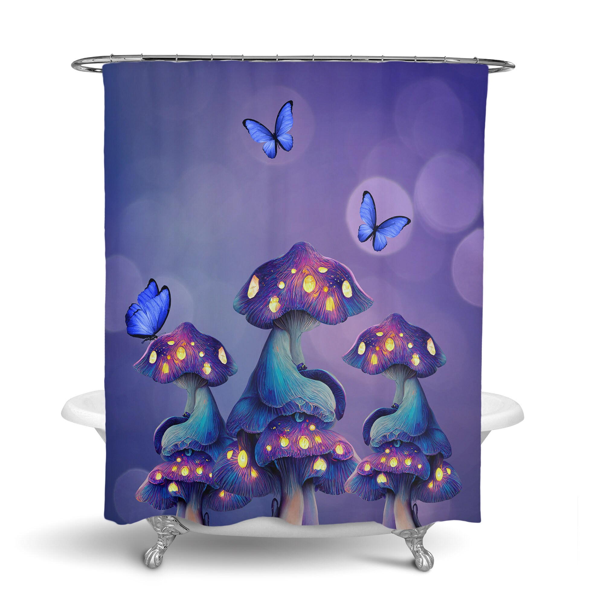 Mystic Mushrooms Disney Shower Curtain Set with Optional Towels and Mat for a Psychedelic Bathroom Decor - Image 3