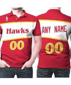 NBA Basketball Team Logo Mitchell Ness 1986 87 Hardwood Classics Swingman Red Custom Gift for Atlanta Fans Polo Shirt