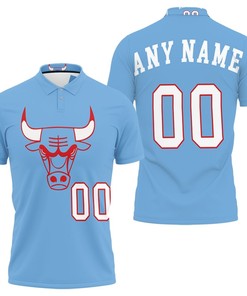 NBA Chicago Bulls Blue Jersey Style Custom Polo Shirt with Athleisure Design