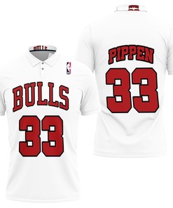 NBA Chicago Bulls Scottie Pippen White Jersey Style 3D All Over Print Polo Shirt