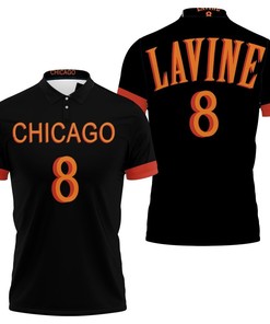 NBA Chicago Bulls Zach Lavine Black Jersey All Over Print 3D Polo Shirt