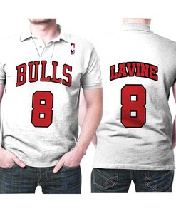 NBA Chicago Bulls Zach Lavine Throwback White Jersey Style Print Polo Shirt