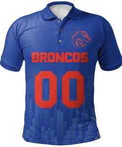 NCAA Boise State Broncos Blue Ombre Custom Text Number Polo Shirt