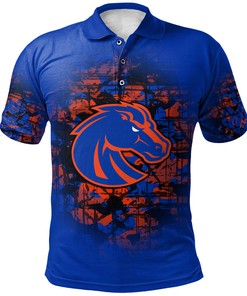 NCAA Boise State Broncos Blue and Orange Camo Vintage Custom Text Number Polo Shirt