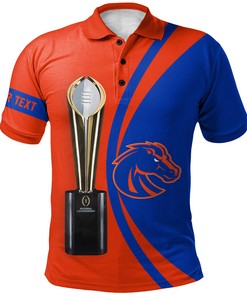 NCAA Boise State Broncos Orange and Blue Champions Custom Text Polo Shirt
