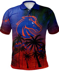 NCAA Boise State Broncos Orange and Blue Coconut Tree Grunge Polo Shirt