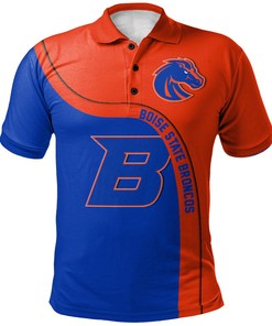 NCAA Boise State Broncos Orange and Blue Curve Custom Text Number Polo Shirt