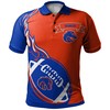 NCAA Boise State Broncos Orange and Blue Flame Ball Polo Shirt