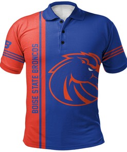 NCAA Boise State Broncos Orange and Blue Half Style Custom Text Number Polo Shirt
