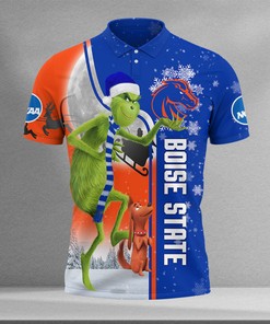 NCAA Boise State Broncos Personalized Christmas Polo Shirt with The Grinch Design