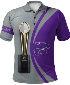 NCAA Kansas State Wildcats Custom Text Champions Polo Shirt in Purple and Black