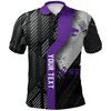 NCAA Kansas State Wildcats Custom Text Number Black and Purple Grunge Polo Shirt