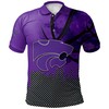 NCAA Kansas State Wildcats Custom Text Number Purple Grunge Polo Shirt with 3D Print Option