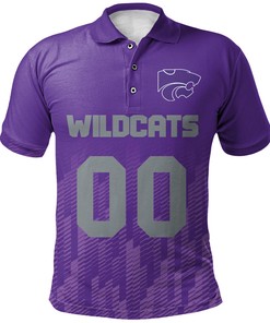 NCAA Kansas State Wildcats Custom Text Number Purple Ombre Polo Shirt