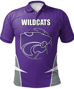 NCAA Kansas State Wildcats Custom Text Number Purple and Silver Polo Shirt