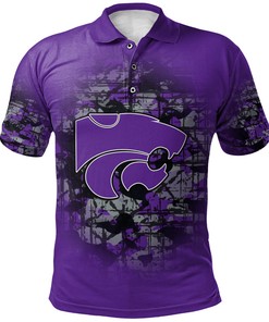 NCAA Kansas State Wildcats Custom Text Number Purple and Silver Polo Shirt Version 4