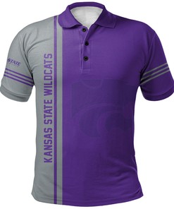 NCAA Kansas State Wildcats Custom Text Number Purple and Silver Polo Shirt Version 5