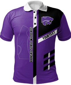 NCAA Kansas State Wildcats Custom Text Purple and Black Polo Shirt