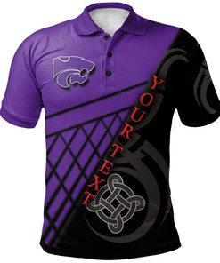NCAA Kansas State Wildcats Custom Text Purple and Black Polo Shirt Version 2
