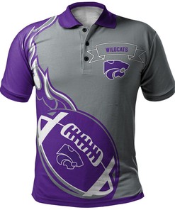 NCAA Kansas State Wildcats Purple and Silver Flame Ball Polo Shirt