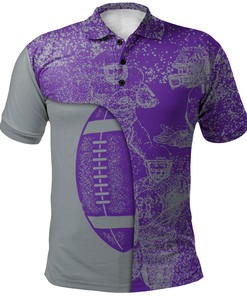 NCAA Kansas State Wildcats Purple and Silver Polynesian Patterned Polo Shirt Version 3