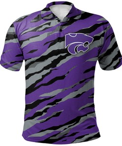 NCAA Kansas State Wildcats Purple and Silver Polynesian Patterned Polo Shirt Version 4