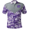 NCAA Kansas State Wildcats Silver and Purple Polynesian Patterned Polo Shirt Version 6