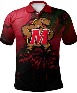 NCAA Maryland Terrapins Red Coconut Tree Patterned Polo Shirt Version 17