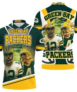 NFL 2020 Season Champion Green Bay Packers Aaron Rodgers 12 and Brett Favre 4 3D Designed Polo Shirt with All Over Print