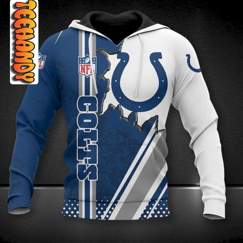 NFL 3D Hoodie with Indianapolis Colts Football Team Logo