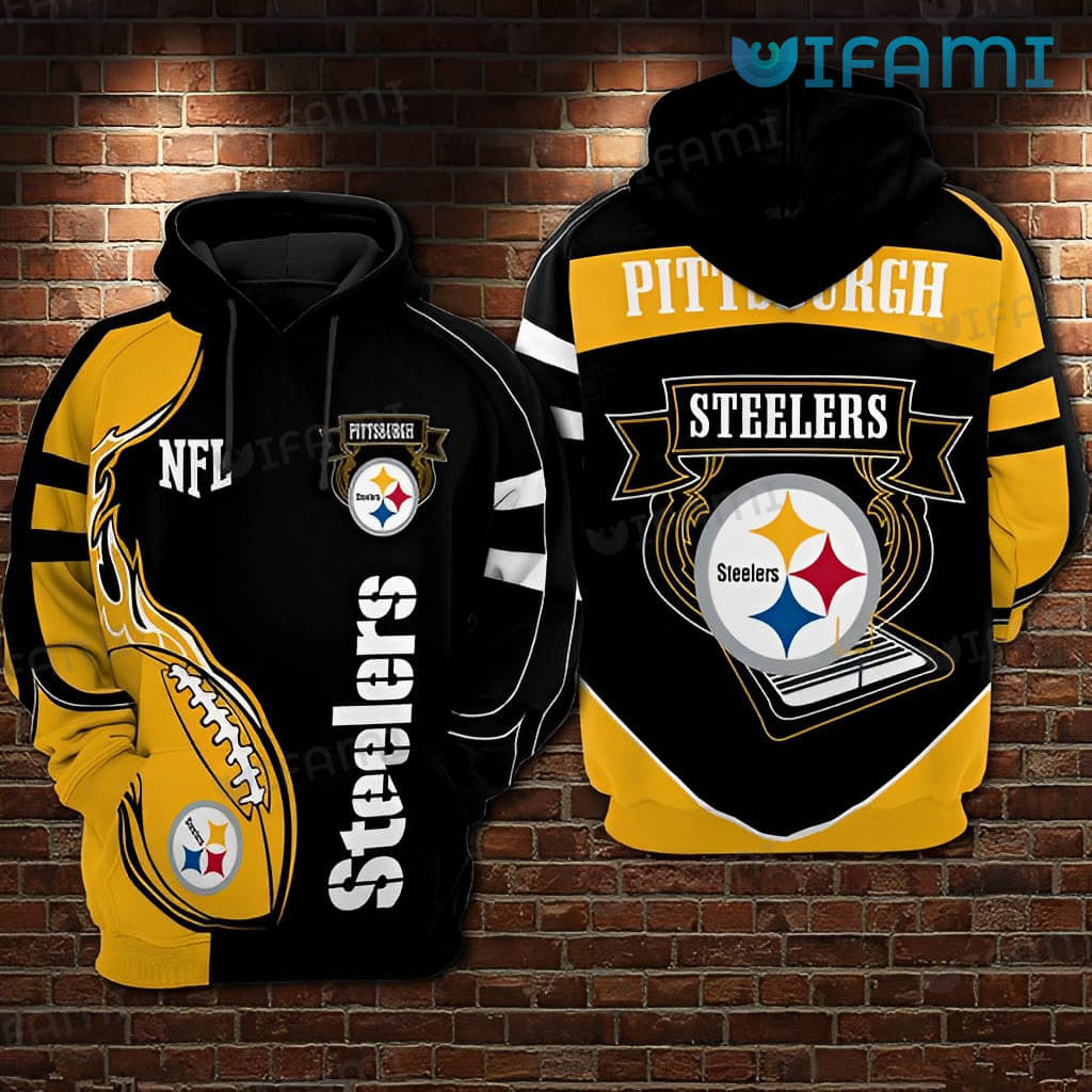 NFL Pittsburgh Steelers Football Yellow Logo 3D Hoodie for Fans