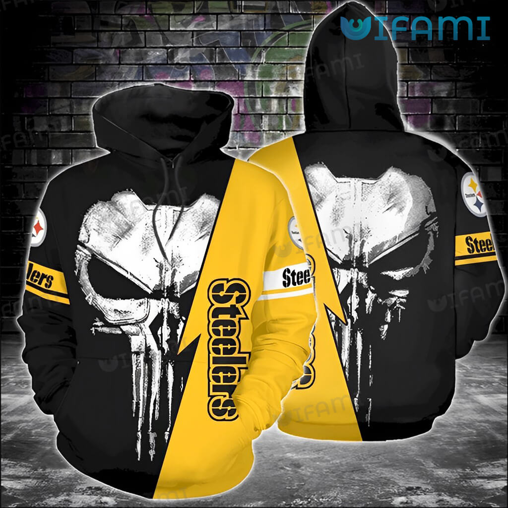 NFL Pittsburgh Steelers Punisher Skull All Over Print 3D Hoodie