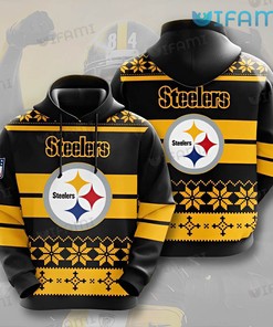 NFL Pittsburgh Steelers Two Color Knitting Pattern Logo 3D Hoodie for Fans