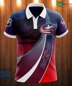 NHL Columbus Blue Jackets Red Blue Curve Concepts - Breathable Fabric Athleisure Polo Shirt