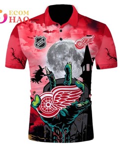 NHL Detroit Red Wings Halloween for Fan - Breathable Fabric Polo Shirt with Hockey Team Logo