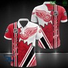 NHL Detroit Red Wings Logo Scratch Fanmade - Breathable Fabric Polo Shirt with Hockey Team Logo