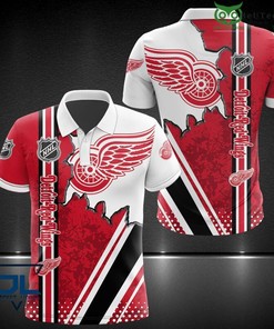 NHL Detroit Red Wings Logo Scratch Fanmade - Breathable Fabric Polo Shirt with Hockey Team Logo