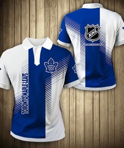 NHL Toronto Maple Leafs Blue White V3 - 3D Printed Breathable Fabric Athleisure Summer Top Polo Shirt