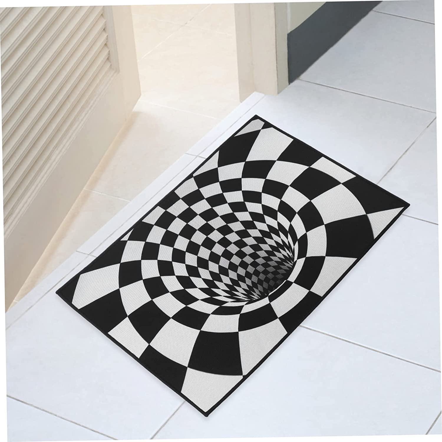 NUOBESTY 3pcs Bathroom Black White Illusion Rugs - Rug Area Decorative Home Floor Mat - Perfect Decor for Your Bathroom