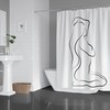 Naked Woman Art Shower Curtain with Curvy Woman Line Art Bath Tub Curtain in 71x74 Inches