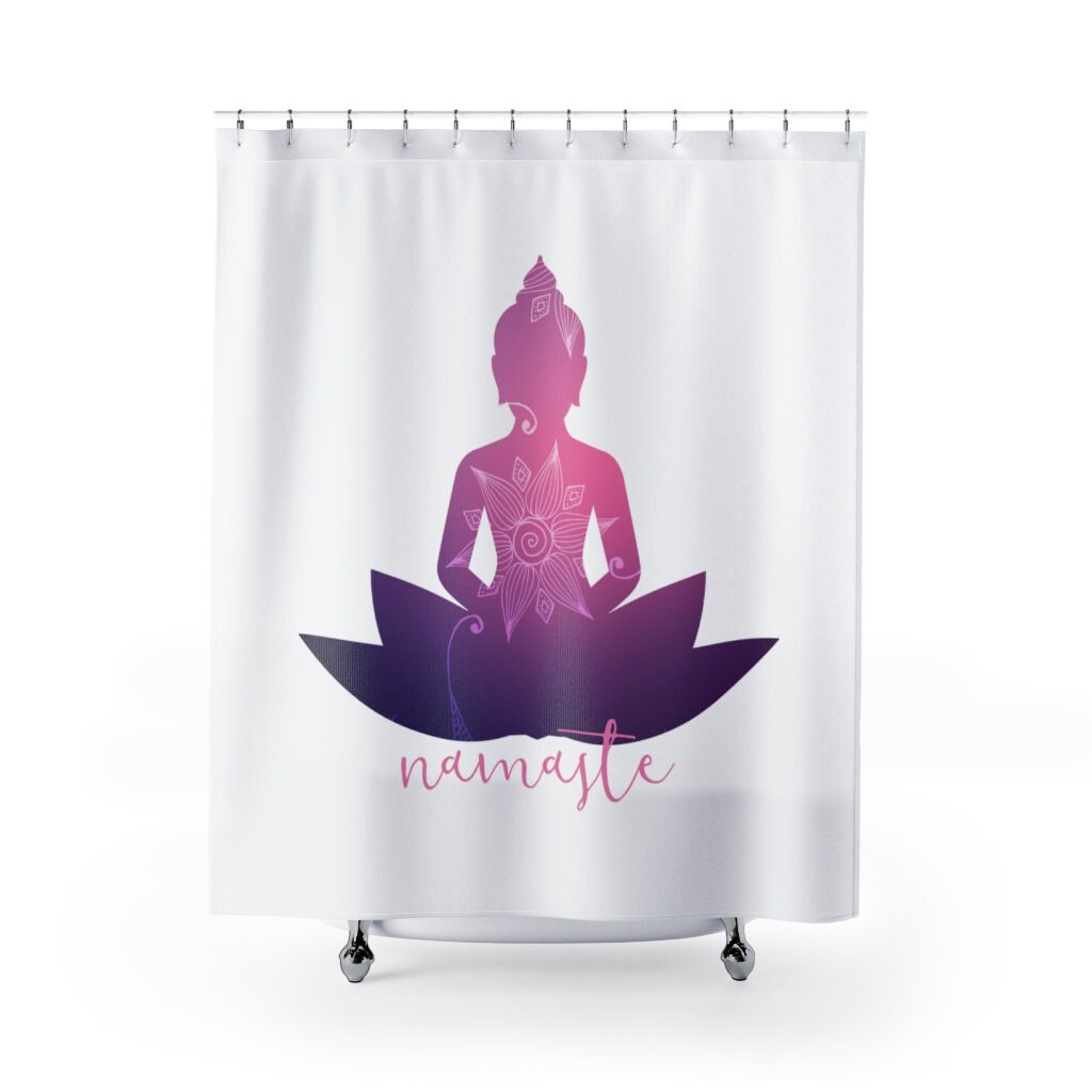 Namaste Yoga Shower Curtain, Spiritual Bathroom Art, Boho Home Decor, Meditation Housewarming Gift, Inspirational Quote - Image 2