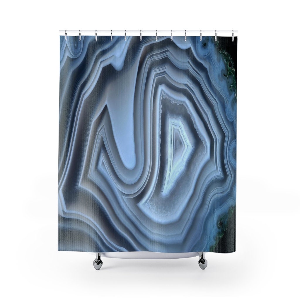 Natural Agate Slice Shower Curtain with Modern Style, 71 x 71 inch Curtain