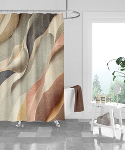 Natural Blowing Sand Abstract Shower Curtain with Optional Matching Towels and Mat for Beachy and Elegant Bathroom Decor