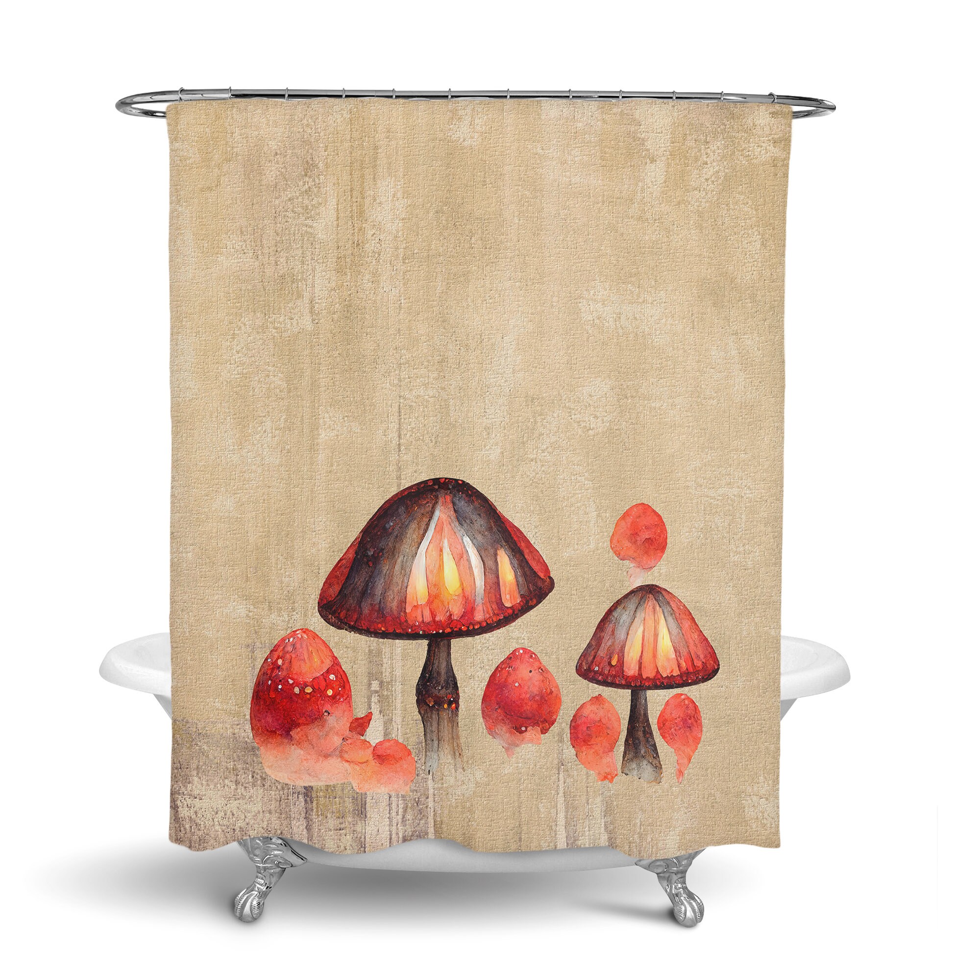 Nature Mushroom Shower Curtain Set with Earthy Bath Accessories - Image 3