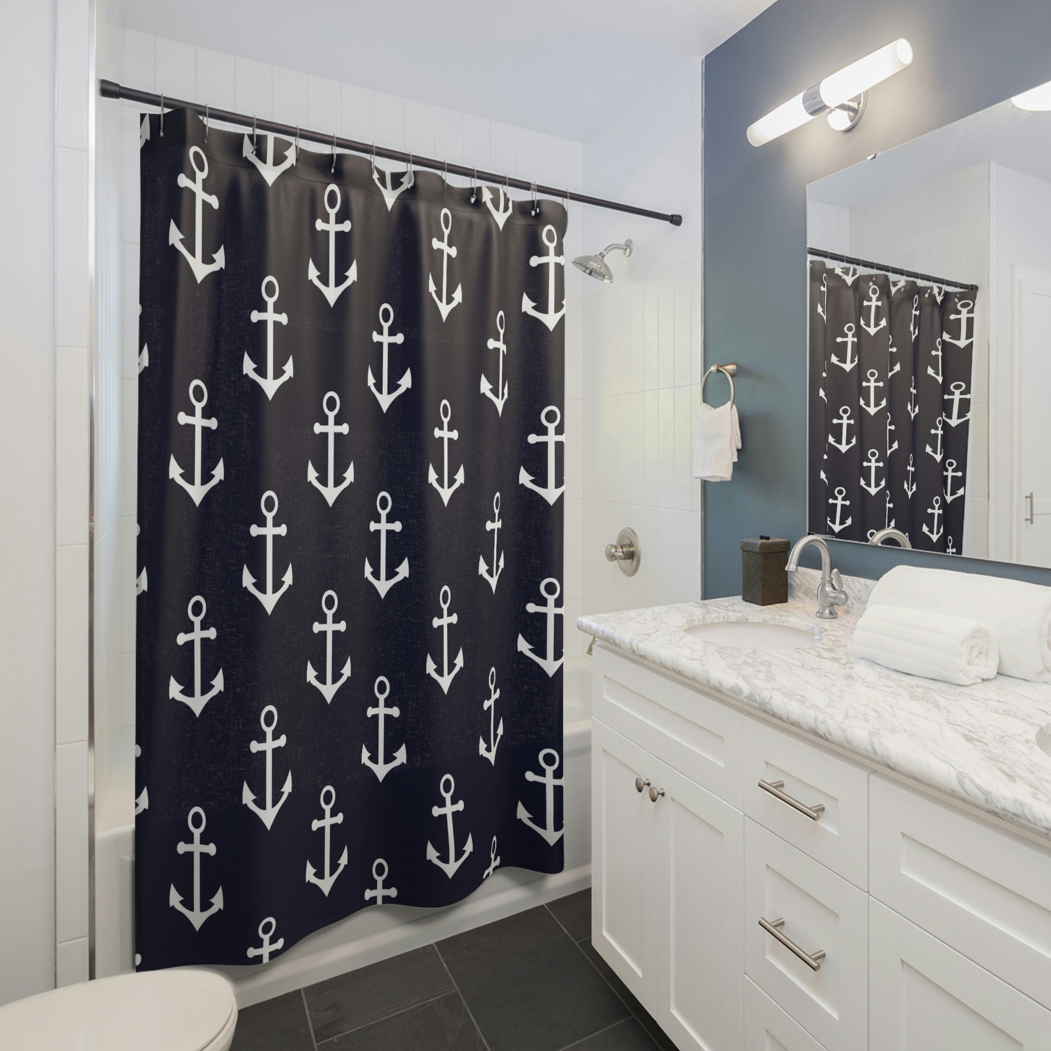 Nautical Anchor Shower Curtain for Coastal Gift Lovers - Beach House & Lakehouse Bathroom Decor