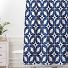 Navy Blue Geometric Shower Curtain | Starburst Mid Century Modern Bath Curtain | Vintage Bathroom Decor