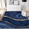 Navy Blue Gold Marble Abstract Striped Indoor Area Rug with Non-Slip Backing for Home Decor