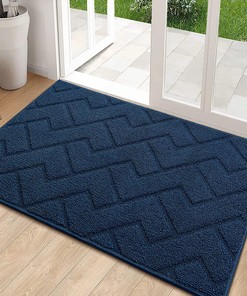 Navy Blue IndoorRug - Non-Slip Rubber Backing Absorbent Entrance Floor Mat for Your Home