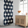 Navy Blue and Beige Minimalist Geometric Shower Curtain - Retro and Modern Bath Decor